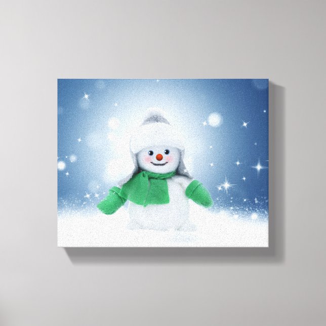 Lienzo El adorable personaje de muñeco de nieve de Navida (Anverso)