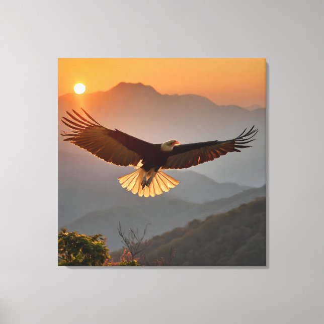 Lienzo El águila calva crece al atardecer (Anverso)