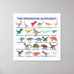 Lienzo El alfabeto de los dinosaurios, dinosaurios y cien