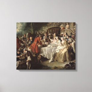 Lienzo El almuerzo de la caza, detalle de los comensales,