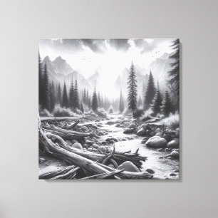 Lienzo El amanecer respira en las colinas cubiertas de pi