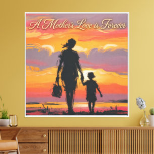 Lienzo El Amor de una Madre es por Siempre Silueta del At