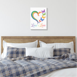 Lienzo El Amor Es Amor LGBT Mariposa Corazón Arcoíris