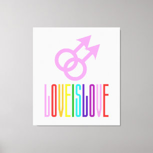 Lienzo El amor es amor Relación gay LGBT Colores arcoiris