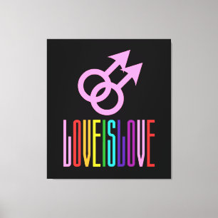 Lienzo El amor es amor Relación gay LGBT Colores arcoiris