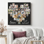 Lienzo El amor es todo alrededor de la forma del corazón<br><div class="desc">Crea tu propio Collage de fotos en forma de corazón con 36 de tus fotos y selfies familiares favoritos. El collage de fotos incluye una variedad de formas de paisaje, retrato y cuadrado para darle muchas opciones al colocar su propia foto. El diseño está completo con "El amor está por...</div>