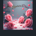 Lienzo El amor está en flor Rosas rosadas románticas de S<br><div class="desc">Crea un santuario romántico con este impresionante arte decorativo de pared que presenta rosas rosadas soñadoras,  pétalos delicados esparcidos y corazones flotantes. La elegante letra de "Love is in Bloom" (El amor está en flor) añade un toque de lujo a este sofisticado diseño floral.</div>