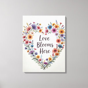 Lienzo El amor florece aquí Floral Heart Art Print