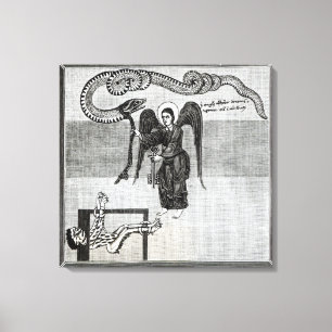 Lienzo El ángel, llevando a cabo las llaves del infierno