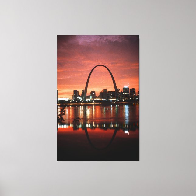 Lienzo El Arco de St. Louis en la fotografía del atardece (Anverso)