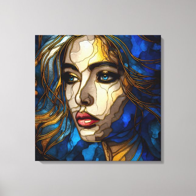 Lienzo El azul y la elegancia dorada - la IA en alza (Anverso)