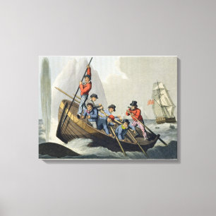 Lienzo El barco de una nave que ataca una ballena,