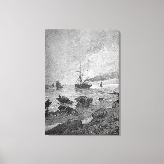 Lienzo El barco de vapor Vladivostok en el río Yangtze (Anverso)