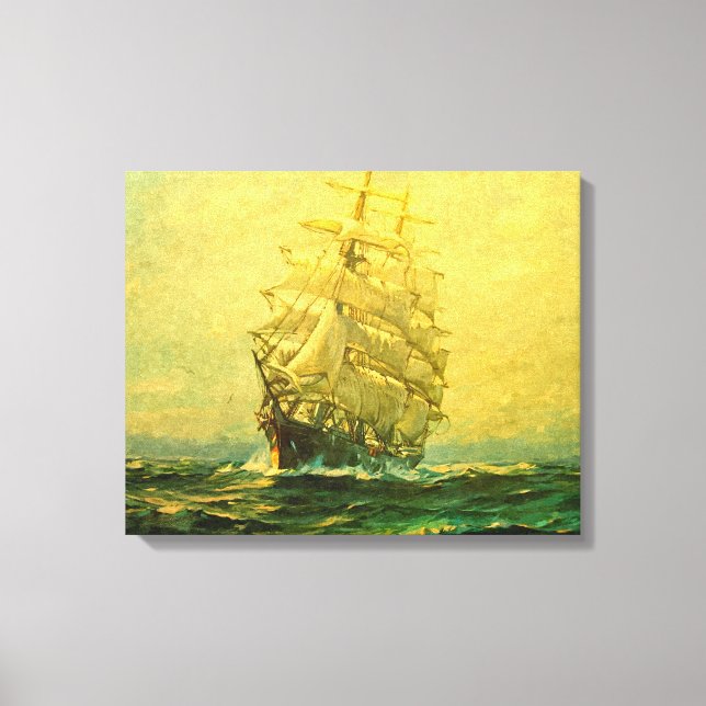 Lienzo El barco de vela atraviesa el Atlántico (Anverso)