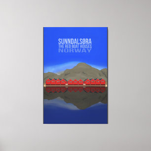 Lienzo El Barco Rojo Casas Sunndalsøra Noruega