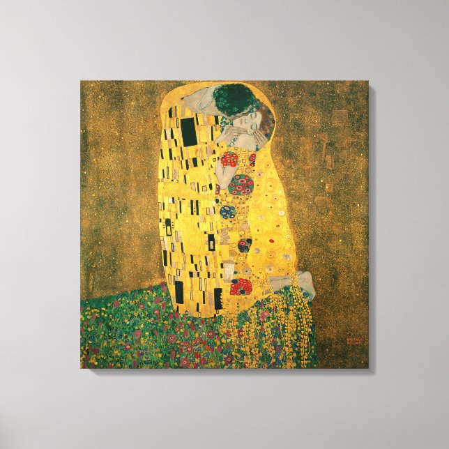 Lienzo El beso de Gustav Klimt (Anverso)