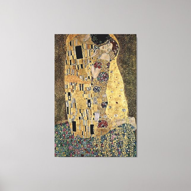 Lienzo El beso de Gustav Klimt (alrededor de 1908) (Anverso)