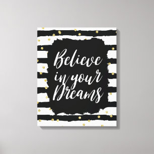 Lienzo El blanco negro raya sueños brillantes del confet