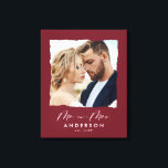 Lienzo El boda de fotografía moderno personalizó al Sr. y<br><div class="desc">Moderna foto de Borgoña con bordes rotos simple,  Mr. y Melswedding personalizado establecido en regalo.</div>