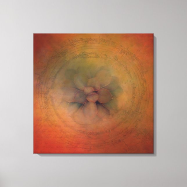 Lienzo El Boho Art Suculta Sobre El Fondo Naranja Textura (Anverso)