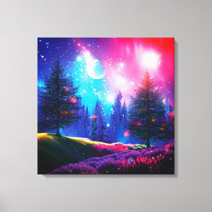 Lienzo El bosque mágico por la noche