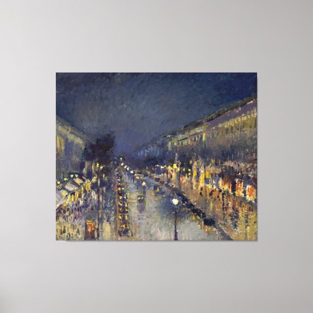 Lienzo El Boulevard Montmartre de noche Pissarro (Anverso)
