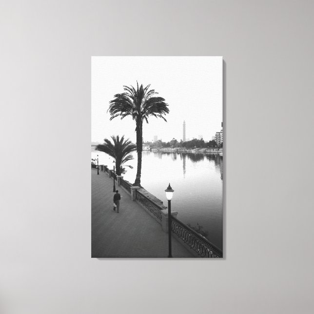 Lienzo El Cairo, Egipto, a lo largo del río Nilo (Anverso)