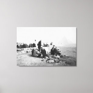 Lienzo El Cairo Egipto, jinetes de camellos giza pirámid