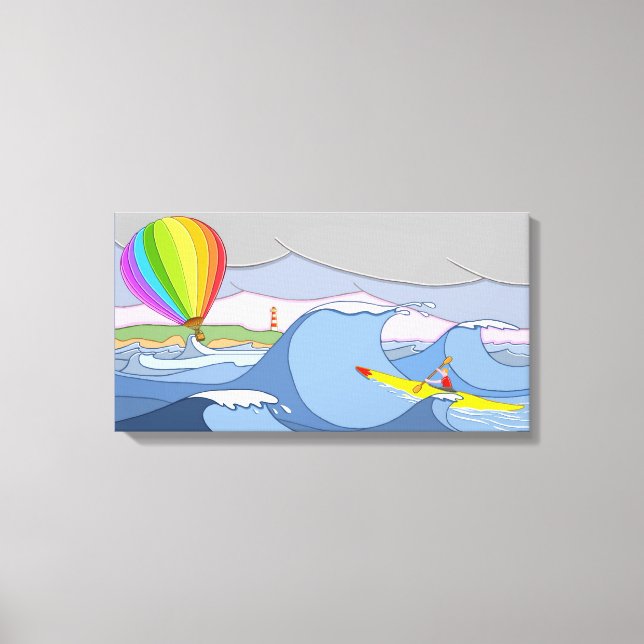 Lienzo El capitán Kayak y el globo (Anverso)