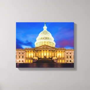 Lienzo El capitolio de Estados Unidos en la hora azul