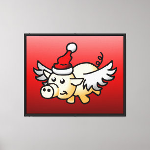 Lienzo El Cerdo de Navidad Volador