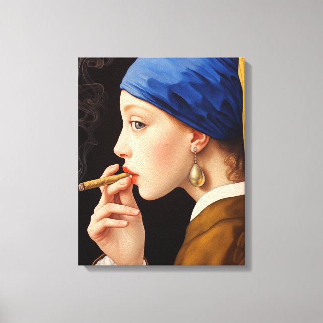 Lienzo El Chica de Vermeer con la perla que humeaba (Anverso)