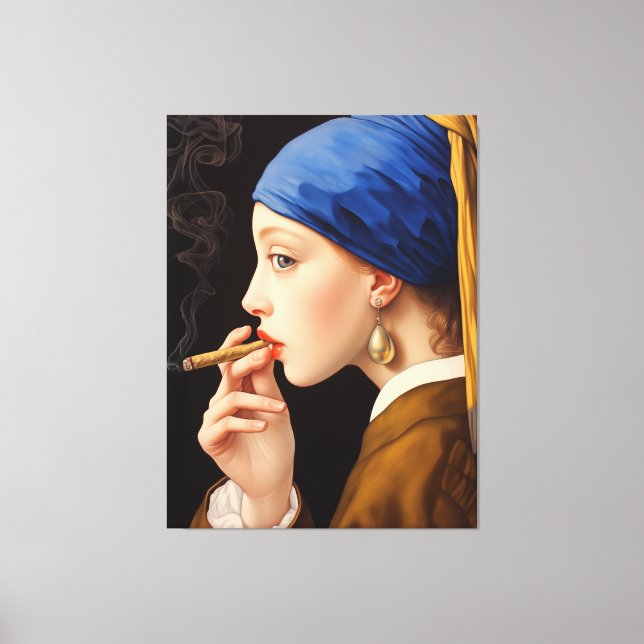 Lienzo El Chica de Vermeer con la perla que humeaba (Anverso)