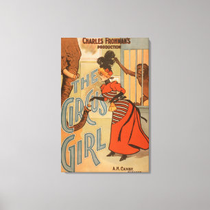 Lienzo El chica del circo - elefante y mono de