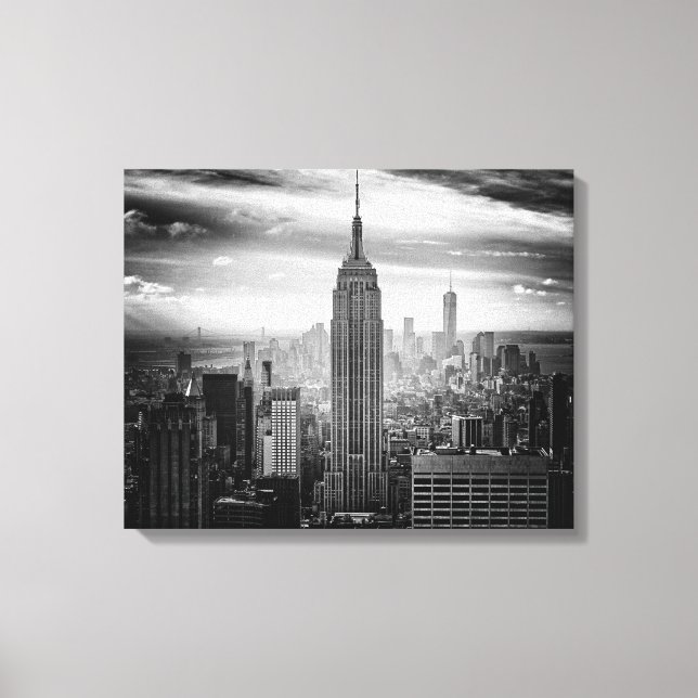 Lienzo El cielo de Nueva York en blanco y negro (Anverso)