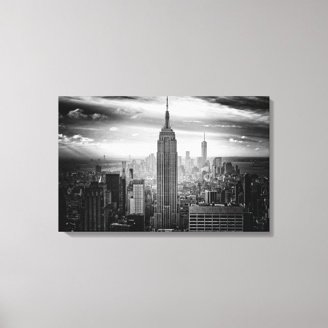 Lienzo El cielo de Nueva York en blanco y negro (Anverso)