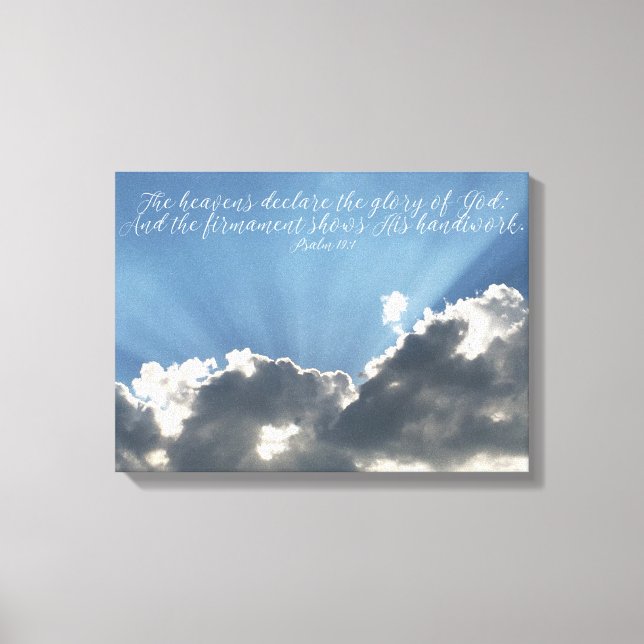 Lienzo El cielo declara cristiano a la Biblia Verse Art (Anverso)