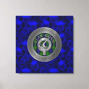 Lienzo El clan Gunn Escudo y Tartan Knot en Thistle