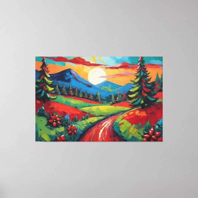 Lienzo El colorido paisaje rural (Anverso)