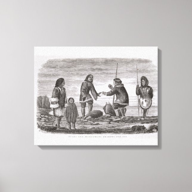 Lienzo El comercio de petróleo de Tuski y Mahlemuts (Anverso)