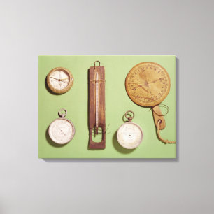 Lienzo El compás de Scott, termómetro, reloj de sol,