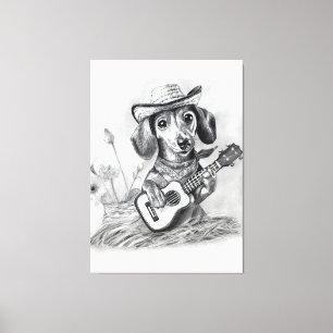 Lienzo El dachshund cantor de country