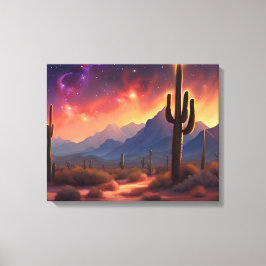 Lienzo El desierto en la secuoya del atardecer Cactus