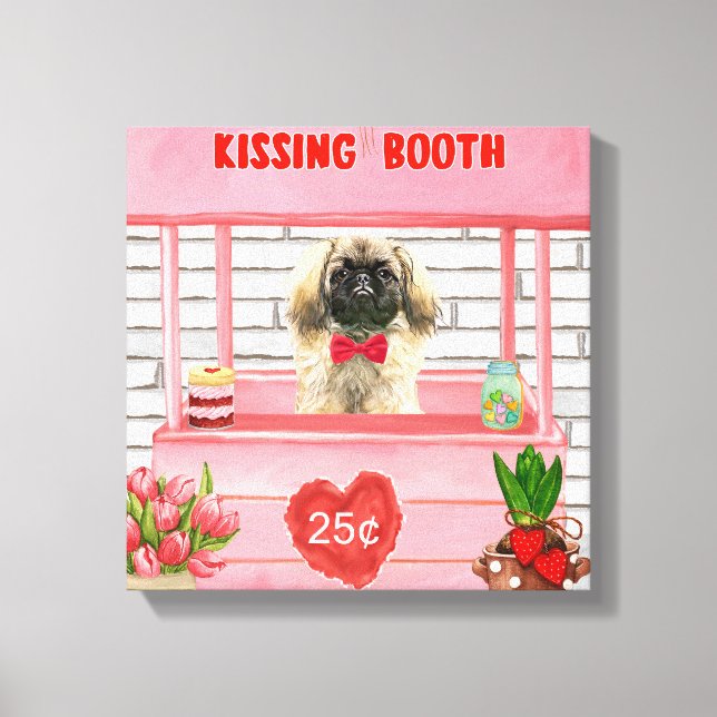 Lienzo el día de San Valentín de perros pekingese besando (Anverso)