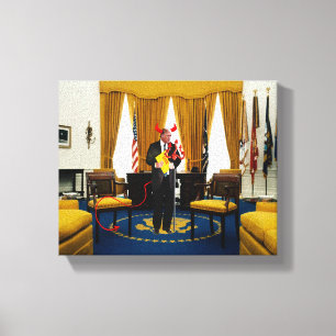 Lienzo El diablo Donald Trump robando documentos impresos