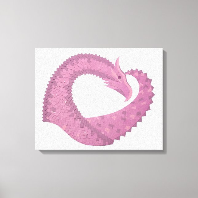 Lienzo El dragón del corazón malva sobre blanco (Anverso)