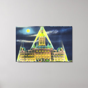 Lienzo El edificio del capitolio del estado en la noche