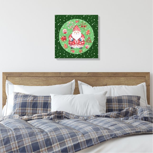 Lienzo El Escandinavo Santa Claus Green (Insitu(Dormitorio))