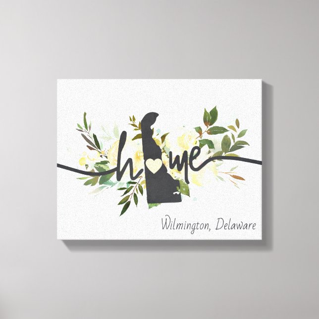 Lienzo El estado de Delaware personalizó tu ciudad natal  (Anverso)