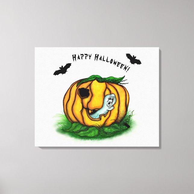 Lienzo El fantasma de Halloween , Bat , Ghost y Spider (Anverso)